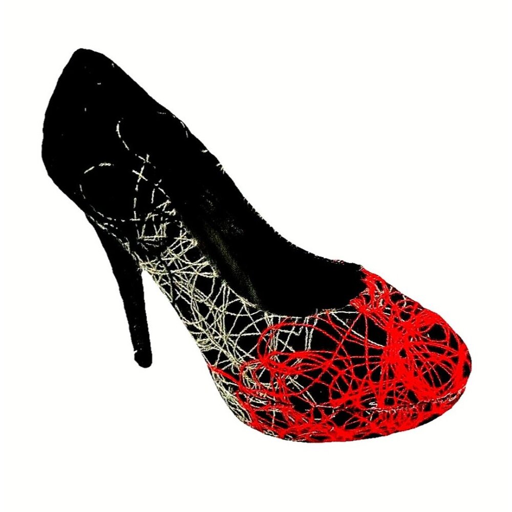 Show Story Platform Spider Web Pumps Shoes Women Halloween Party Scary Sz. 9